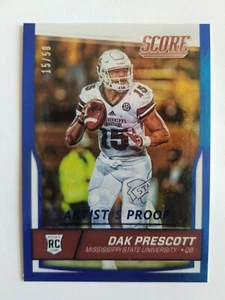 2016 PANINI SCORE AP BLUE DAK PRESCOTT RC! 15/50! 1/1! COLLEGE JERSEY #! - Picture 1 of 4