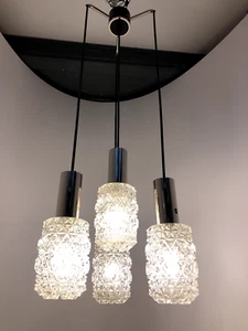 KASKADENLAMPE GLAS VINTAGE LAMPE 70ER LAMPE DECKEN PENDELLEUCHTE SPACE AGE - Bild 1 von 7