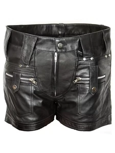 Shorts Leather Men's Pant Genuine Soft New Natural Causal Wear Men Short Black 8 - Picture 1 of 6