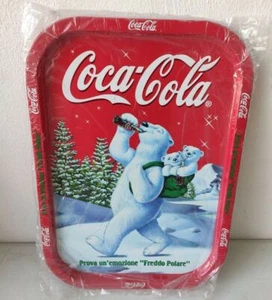 COCA COLA VASSOIO IN METALLO latta " TERRA DEGLI ORSI " Papá freddo polare - Picture 1 of 2