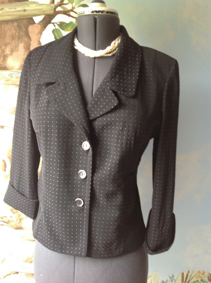 Traje Chaqueta Blazer Moda Bug Para Mujer Lunares Negro y Púrpura Talla Pequeña Foto 1 de 4