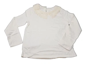 Girls Top T Shirt Ex Chainstore Cotton New collared 2-16 Years Cream - Picture 1 of 16