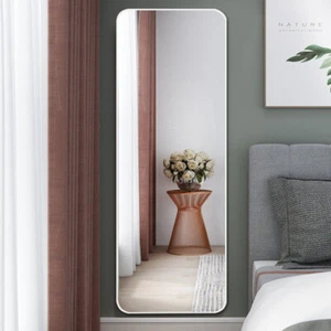 White Metal Framed Long Full Length Wall Mirror Bedroom Dressing Room Hanging - Picture 1 of 10