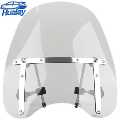 For Ducati Harley-Davidson 18"x16" Large Smoke Windshield 7/8'' 1'' Handlebar - Image 1 of 4