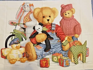 Stoff Panel BLUE JEANS TEDDY BEAR 1yd 100% Baumwolle Daisy Kingdom Springs - Bild 1 von 5