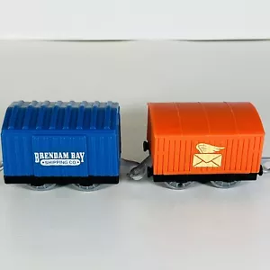 Thomas The Train Trackmaster Cargo Box Cars Mail Brendam Pull Behind Lot of 2 - Picture 1 of 16