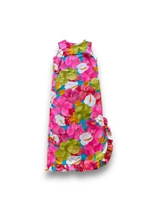 Vintage 70s Young Hawaii Flower Print Sleeveless Dress Size 10 Vibrant Retro - Picture 1 of 23