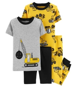 Nwt 12M crane construction dump trucks wreck me 4p pajamas boys carters spring - Picture 1 of 10