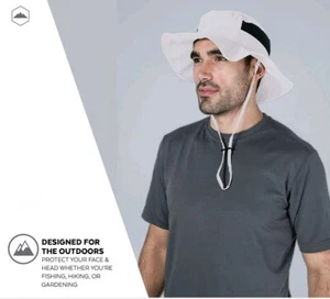  Sombrero de nailon y malla para exteriores UPF50 + protección solar para hombres y mujeres (blanco y negro) - Imagen 1 de 2