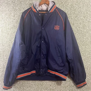 Auburn Jacket Mens XL Blue Hoodie Long Sleeve Snap Up Tigers Alabama - Picture 1 of 8