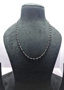 Black Spinel Gemstone 3 mm Beads Silver Plated Chain 22" Mala Necklaces Chain - Picture 1 of 8