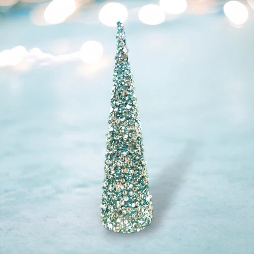 Teal Mesh Tree Cone Decor Coastal Christmas Decor *SHIPS WITHIN 10 DAYS* - Image 1 of 1