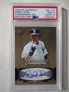 2006 SP AUTHENTIC DEREK JETER CHIROGRAPHY SIGNATURE 10 AUTO 13/75 HIGHEST PSA 9 