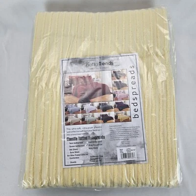Colchas Better Trends Julian 100% algodón acolchado chenilla amarillo king Foto 1 de 4