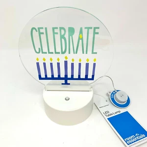 Chanukah Hanukkah Menorah Celebrate Acrylic Edge Lit Sign Lamp NEW - Picture 1 of 4