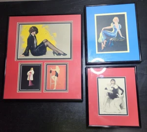 Drei gerahmte Kunstwerke 30er Jahre FLAPPER PINUP GIRLS echte Lithographien WUNDERSCHÖN - Bild 1 von 16