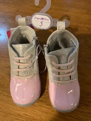Botas Stepping Stones First Steps Pato Rosa/Plateado Talla 5 Foto 1 de 4