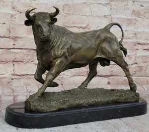 Massive Bronzeskulptur eines Stiers Marmorsockel Abstrakt Art Deco Figur Figure - Bild 1 von 10