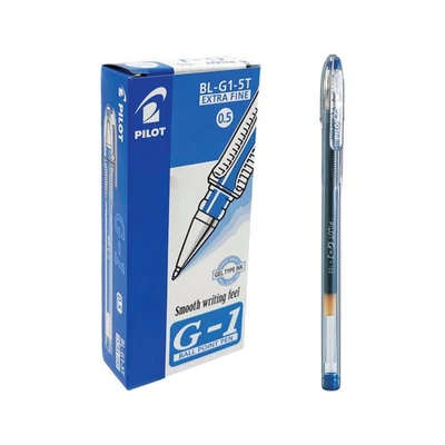 Pilot G1 Gel Ink Rollerball Pen Stationery Writing Fine Blue (12 Pack) G10503 - Image 1 of 3