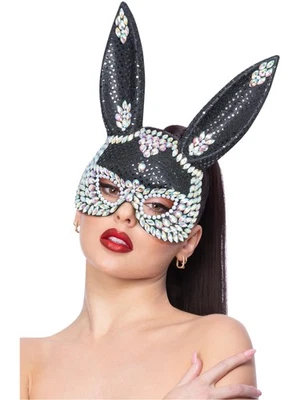 Smiffys Fever Black Jewel Sequin Rabbit Mask - image 1 of 2