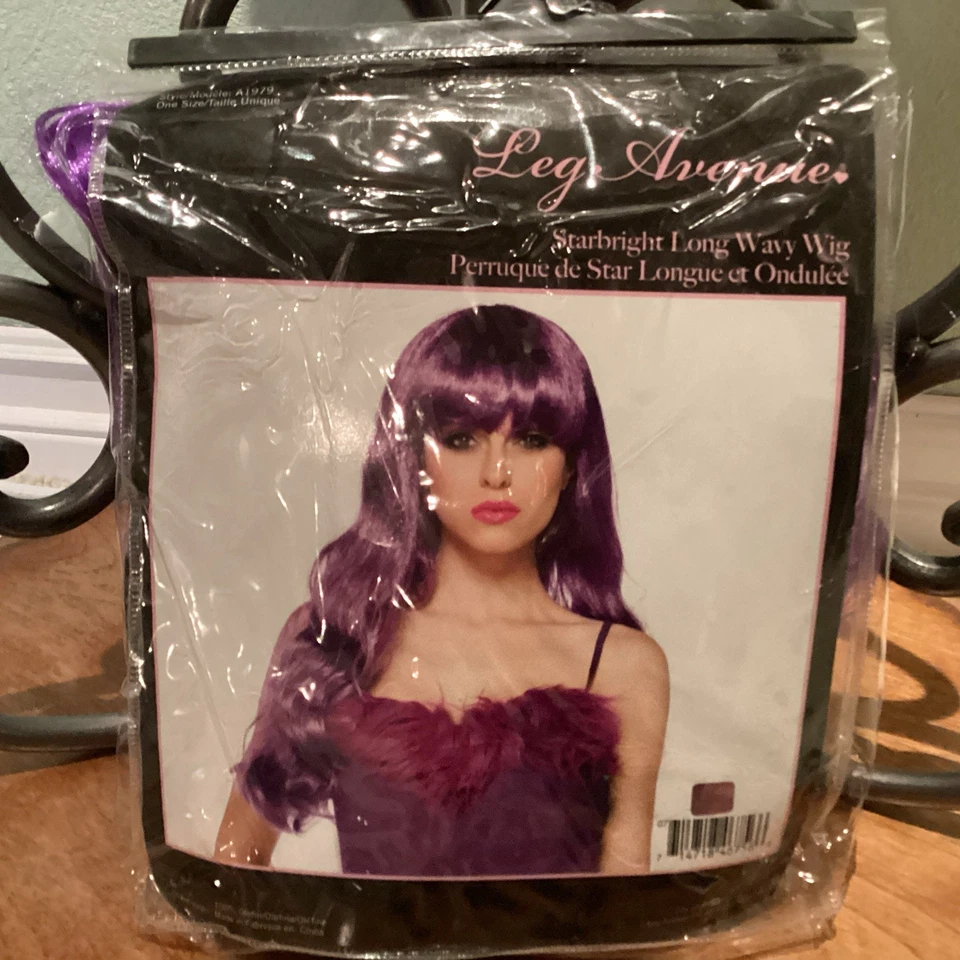 Peluca larga ondulada Leg Avenue Starbright púrpura OS Foto 1 de 3