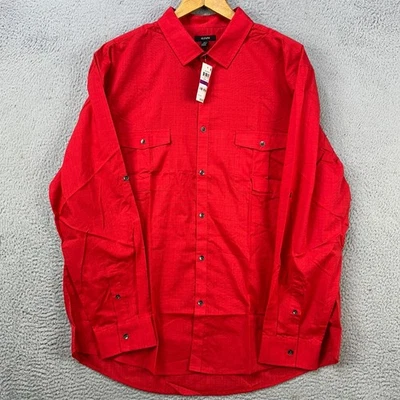 Рубашка Alfani Warren на пуговицах мужская 2XL красная с длинным рукавом карман с клапаном повседневная НОВАЯ - Изображение 1 из 4