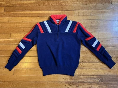 VINTAGE Obermeyer 1/4 Zip Ski Sweater Junior 14 Blue 80s - Image 1 of 4