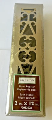 NEW Allen & Roth 2" x 12" Floor Register Satin Nickel #0063028 Savannah - Image 1 of 4