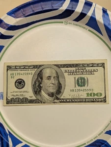 100 Dollar Bill USA 1996 USD Misprint Off Center Cut Rare - Picture 1 of 1