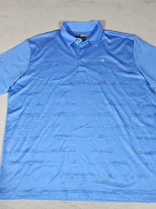 Callaway Opti Dri Mens 2XL Polo Shirt Blue Stripe Pattern Performance Golf - Picture 1 of 8