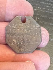 1931 Lockhart Louisiana Rabies Vaccine Brass Dog Tag - Picture 1 of 2