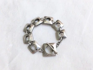 Pulsera de plata esterlina vintage cojín cuadrado redondo cadena eslabón 7,75" palanca - Imagen 1 de 20