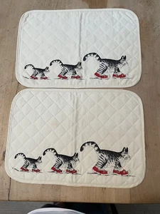 2 Kliban Place Mats, 3 Cats In Red Sneakers - Picture 1 of 3