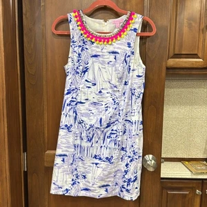 Lilly Pulitzer Mila Shift Rock The Dock Purple White Dress Size 4 - Picture 1 of 8