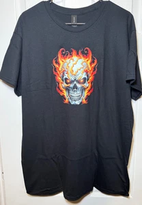 Skull With Flames T-Shirt - Picture 1 of 3