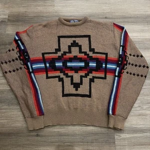 Pendleton Sweater Adult L High Grade Western Wear Virgin Wool Aztec USA Made Vtg - Picture 1 of 17