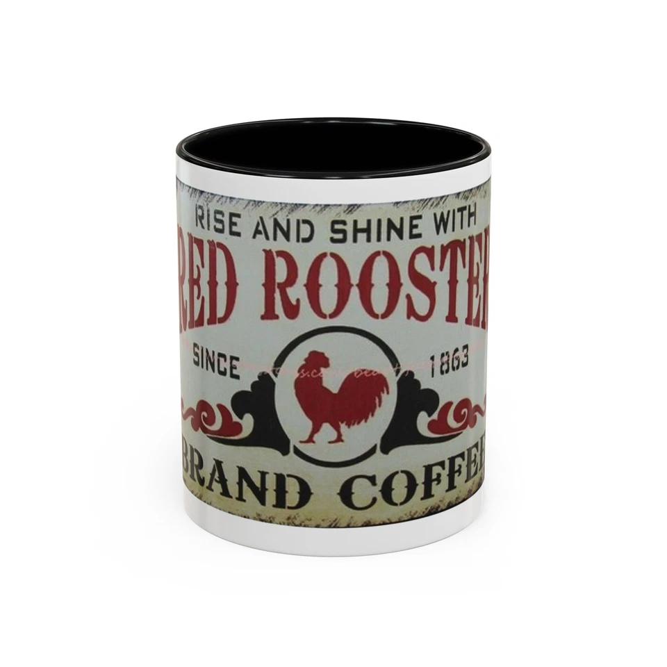 红公鸡品牌咖啡自1863年以来咖啡马克杯全锡标志艺术 — 第 1/1 张图片