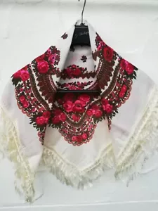 hochwertiges Trachtentuch Schultertuch mit Fransen Blumenmotiv NEU - Bild 1 von 7