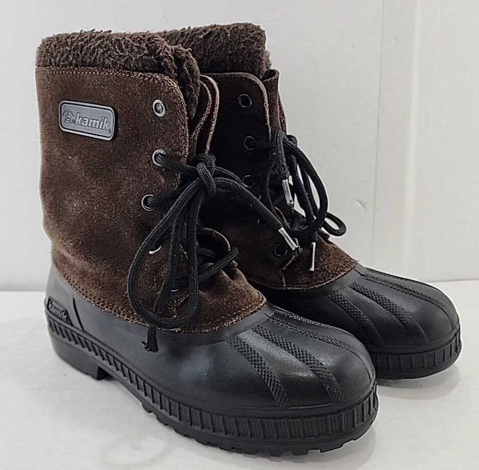 Kamik Niños Botas de Invierno Talla 4 M Marrón Con Cordones Foto 1 de 4