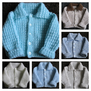 Hand knitted baby boy cardigan/jacket 0-3 months various colours