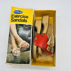 1980 Dr Scholls Exercise Sandals Red Size 6 NOS with Box Vintage New Old Stock - Picture 1 of 22