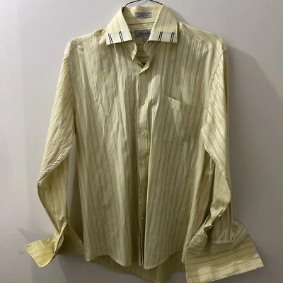 Camisa FRATELLO Hombre 16.5 36/37 Amarillo Manga Larga Puños Abatibles Formal Esmoquin Vestido Foto 1 de 4