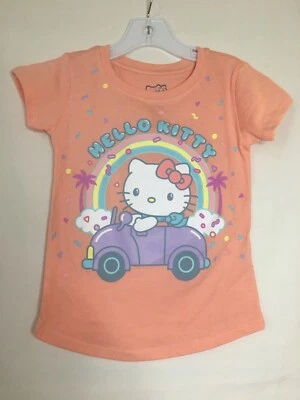 New Sanrio Hello Kitty T Shirt Short Sleeve Girls Coral XS - Image 1 of 4