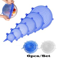 6Pcs Universal Silicone Stretch Suction Pot Lids Kitchen Cover Pan Bowl Stopper