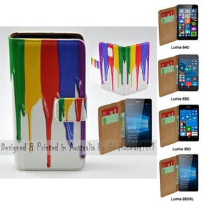 For HMD Series - Rainbow Paint Print Theme Wallet Mobile Phone Case Cover - Picture 1 of 3
