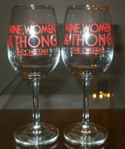 Wine, Women & Thong, The Cheetah Glasses 7.25" Tall - Set of 2 - Picture 1 of 3
