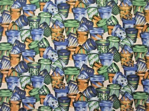Northcott OOP Cotton Fabric FLOWER POTS 30" by 44" - Picture 1 of 3