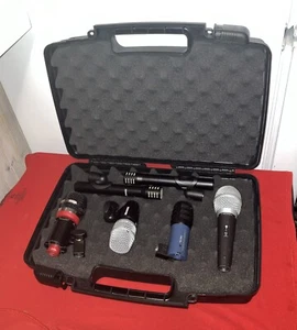 Mic Case Hardshell For Mics Locking Fits Shure SM57/58+Audix D6 Drum Microphones - Picture 1 of 7