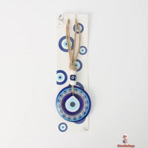 Turkish Blue Glass Evil Eye Pendant, 22 x 8 cm, Wall Hanging Decoration - Picture 1 of 5