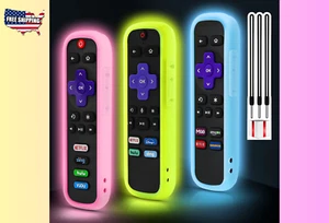 Roku Remote Cover Silicone Glow Dark 3 Pack (Yellow, Blue, Pink) - Picture 1 of 6